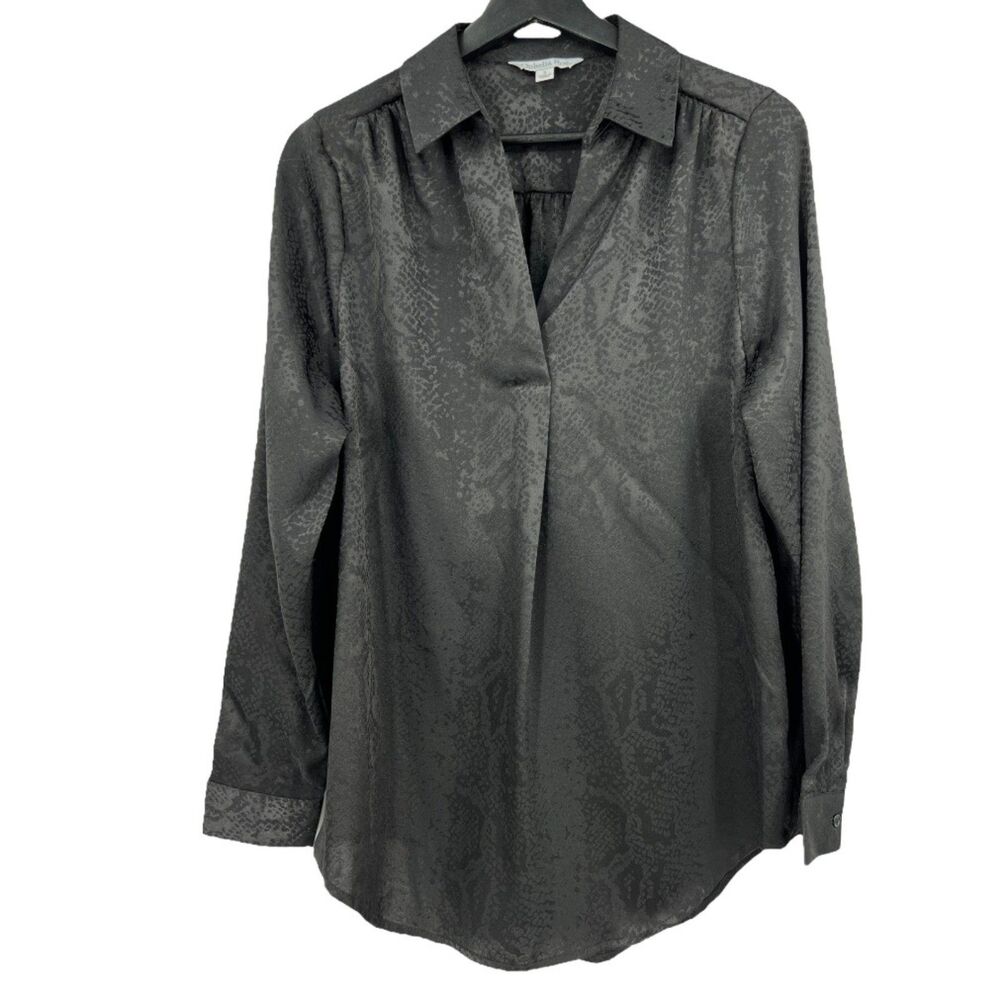 Women's Black Blouse Size Small V Neck Pullover Textured